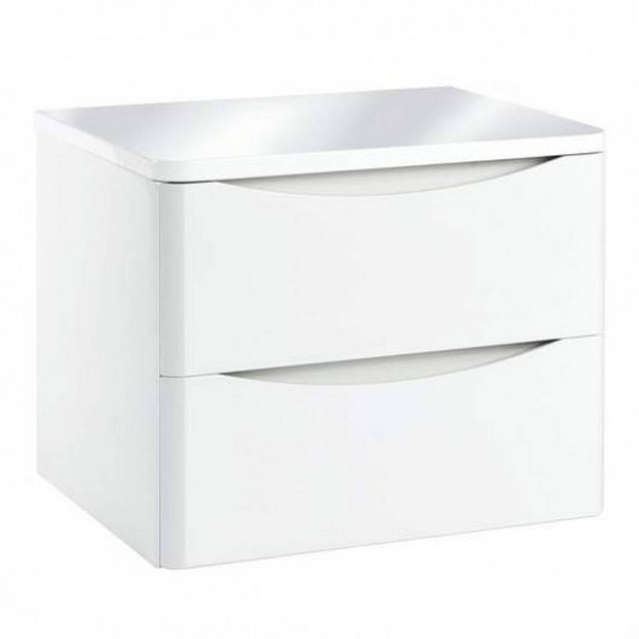 Scudo Bella 600mm Gloss White Wall Mounted Vanity Unit and Countertop