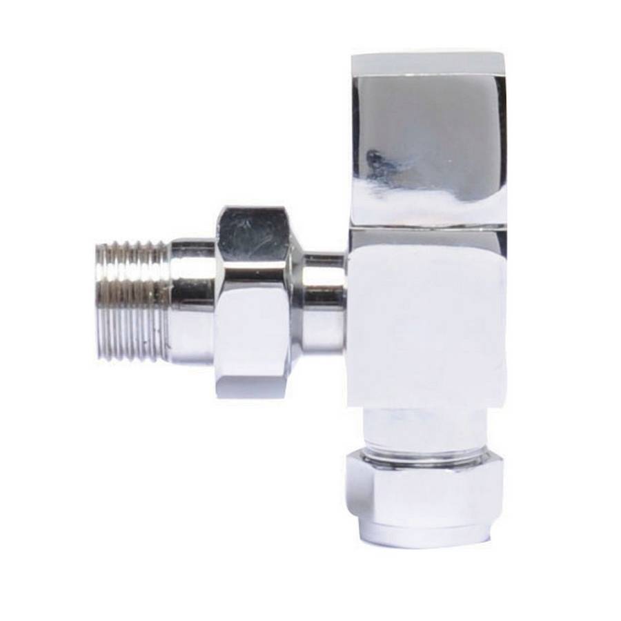 Nuie Pure Chrome Square Angled Radiator Valve Set