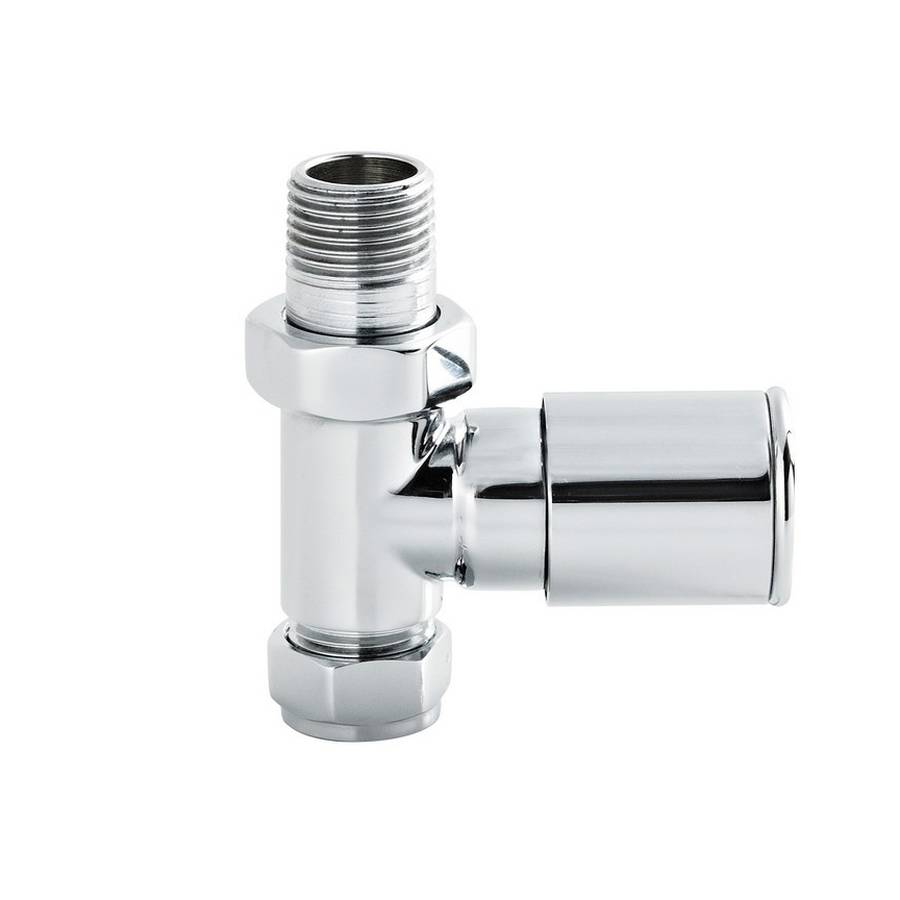 Nuie Chrome Round Modern Straight Radiator Valve Set