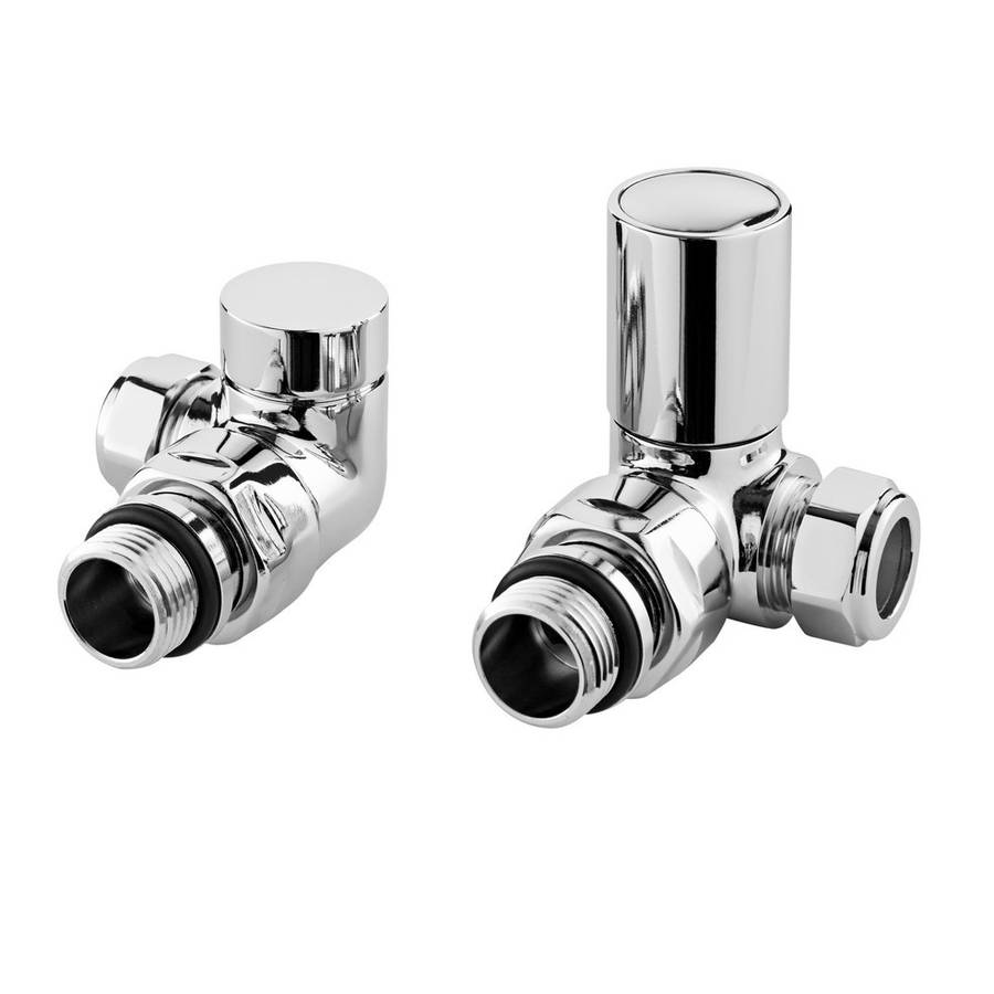 Nuie Chrome Round Minimalist Corner Radiator Valve Set