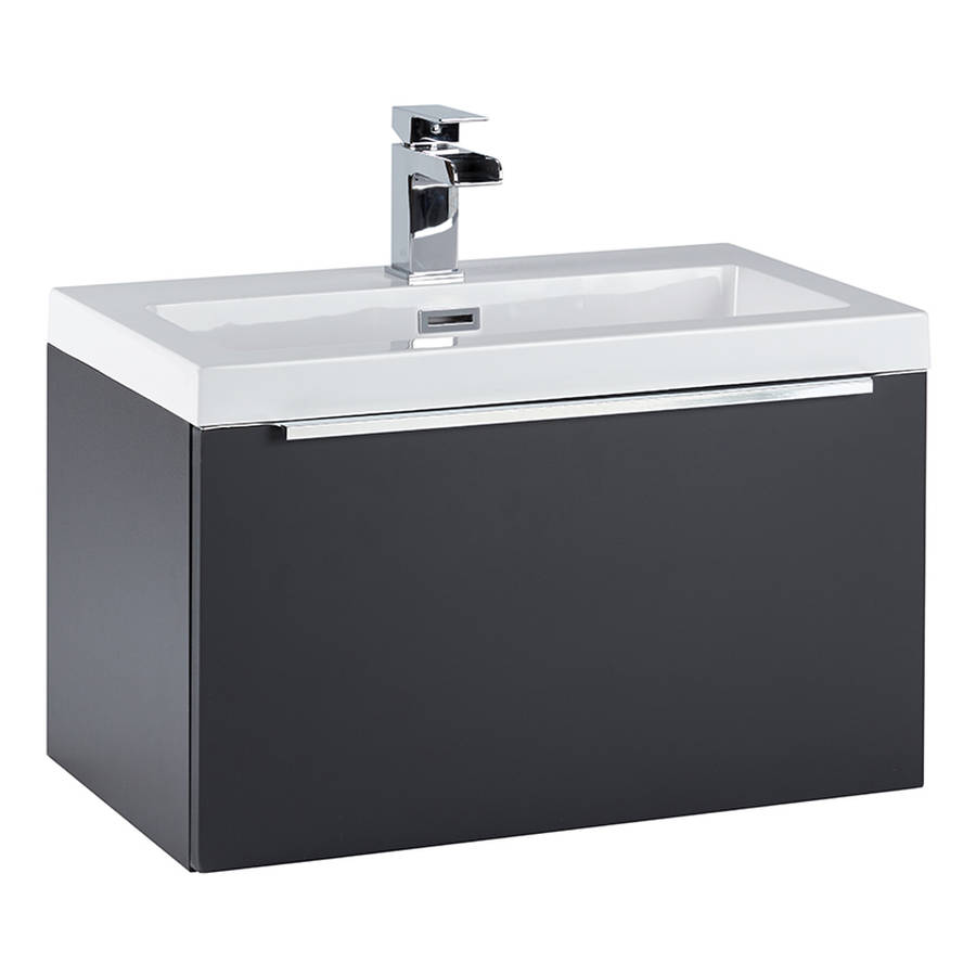 Scudo Muro 600mm Matt Grey Wall Mounted Vanity Unit and Basin