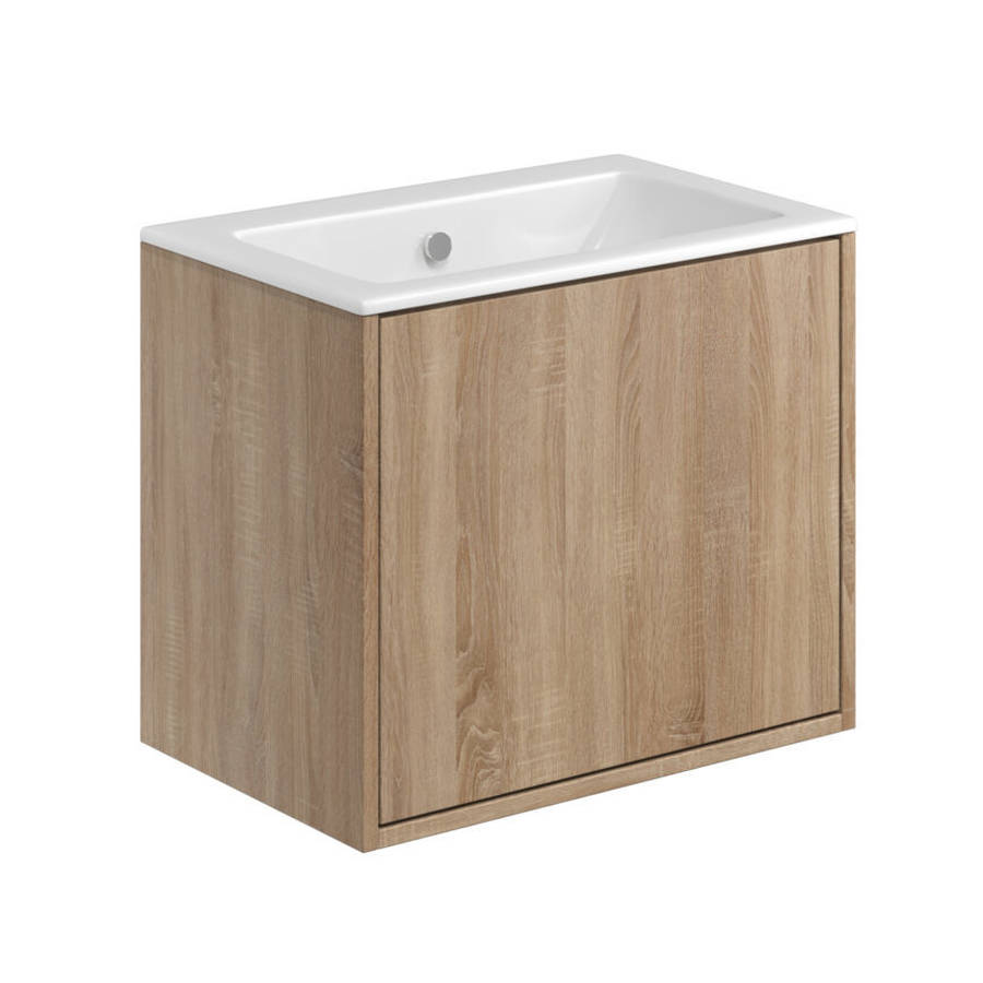 Scudo Alfie 600mm Sonoma Oak Wall Mounted Vanity Unit and Basin