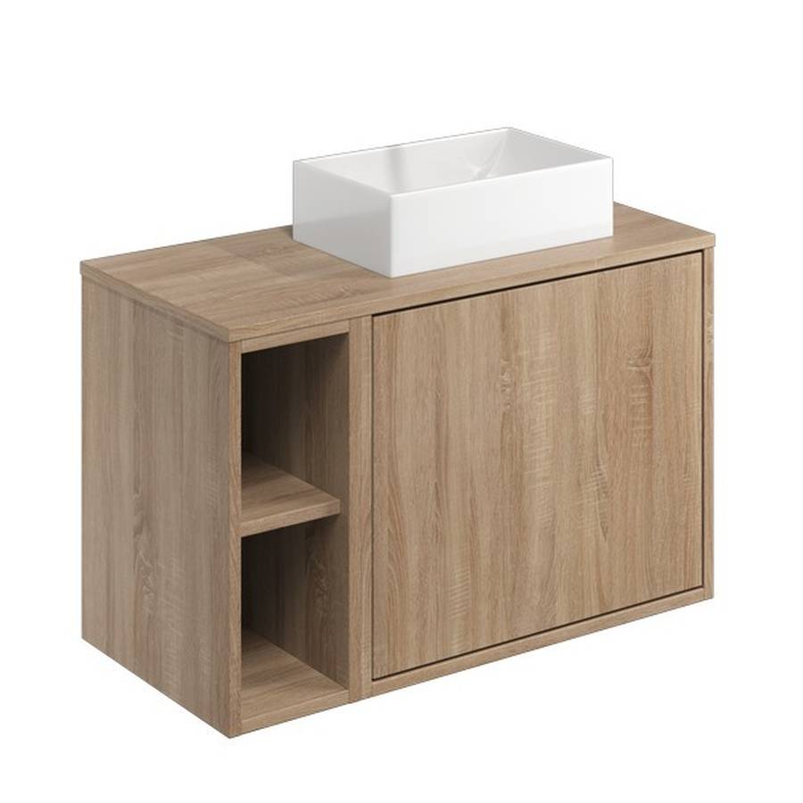 Scudo Alfie 800mm Sonoma Oak Wall Mounted Vanity Unit and Basin