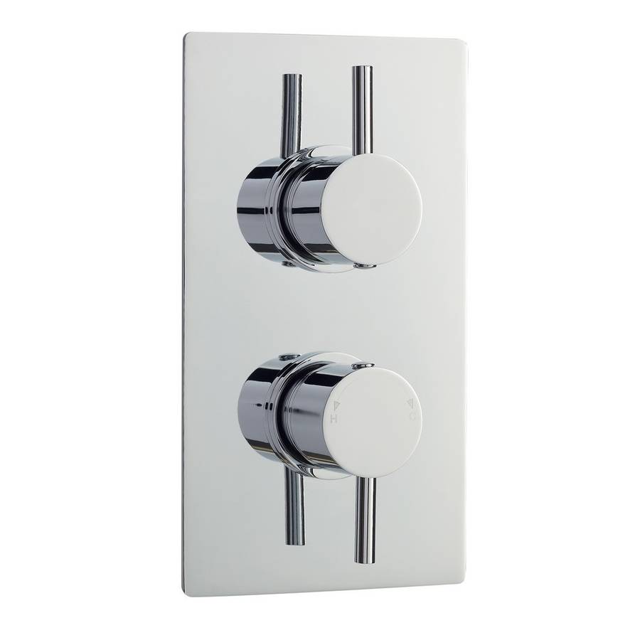 Nuie Round Chrome Thermostatic Twin Shower Valve with Diverter