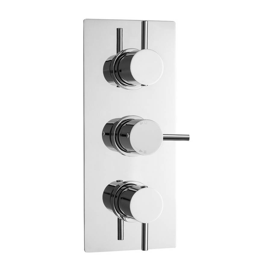 Nuie Round Chrome Thermostatic Triple Shower Valve with Diverter