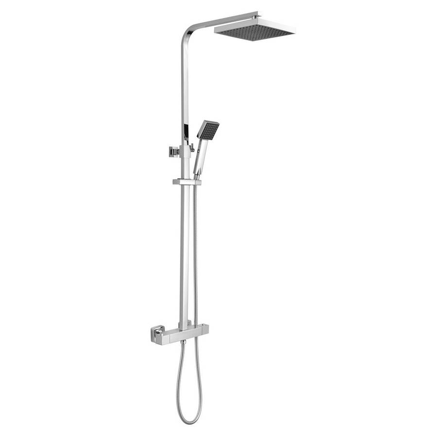 Nuie Square Chrome Thermostatic Bar Shower with Telescopic Kit