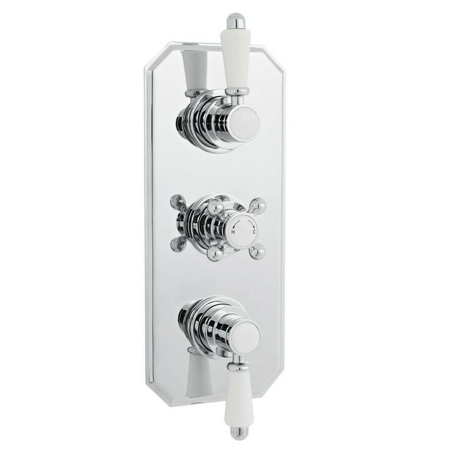 Nuie Victorian Chrome Thermostatic Triple Concealed Shower Valve