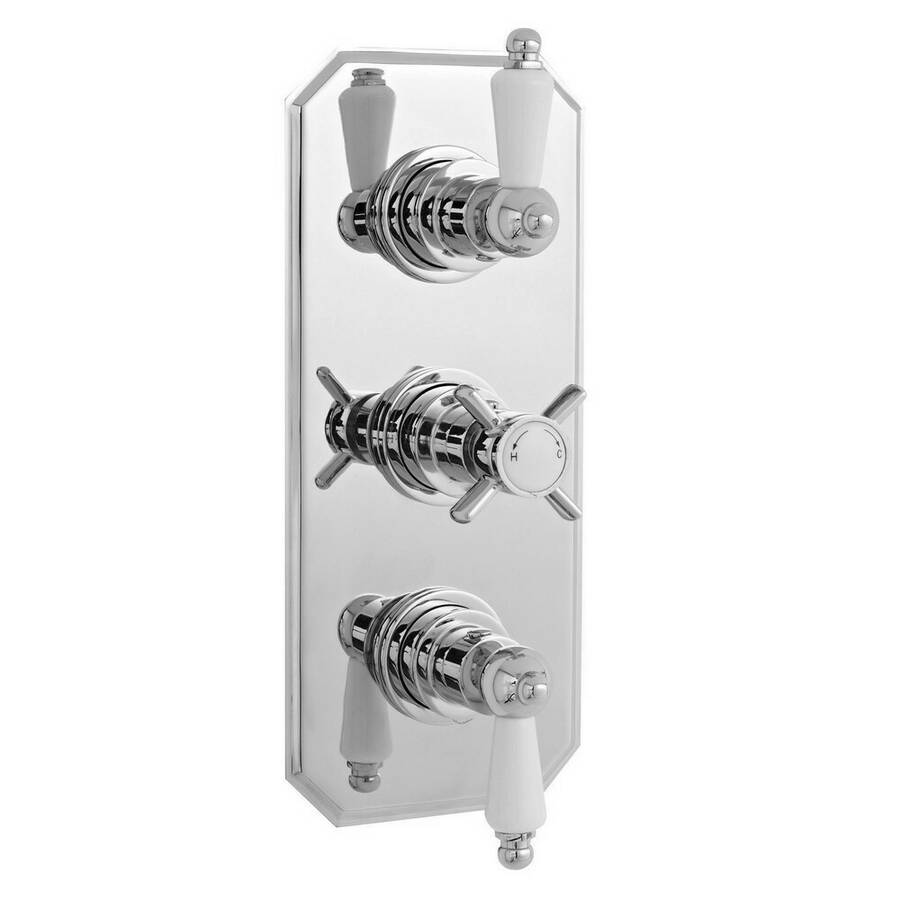 Nuie Edwardian Chrome Thermostatic Triple Shower Valve