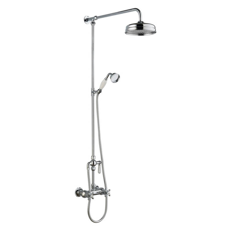 Nuie Traditional Thermostatic Shower Valve and Rigid Riser Kit and Handset