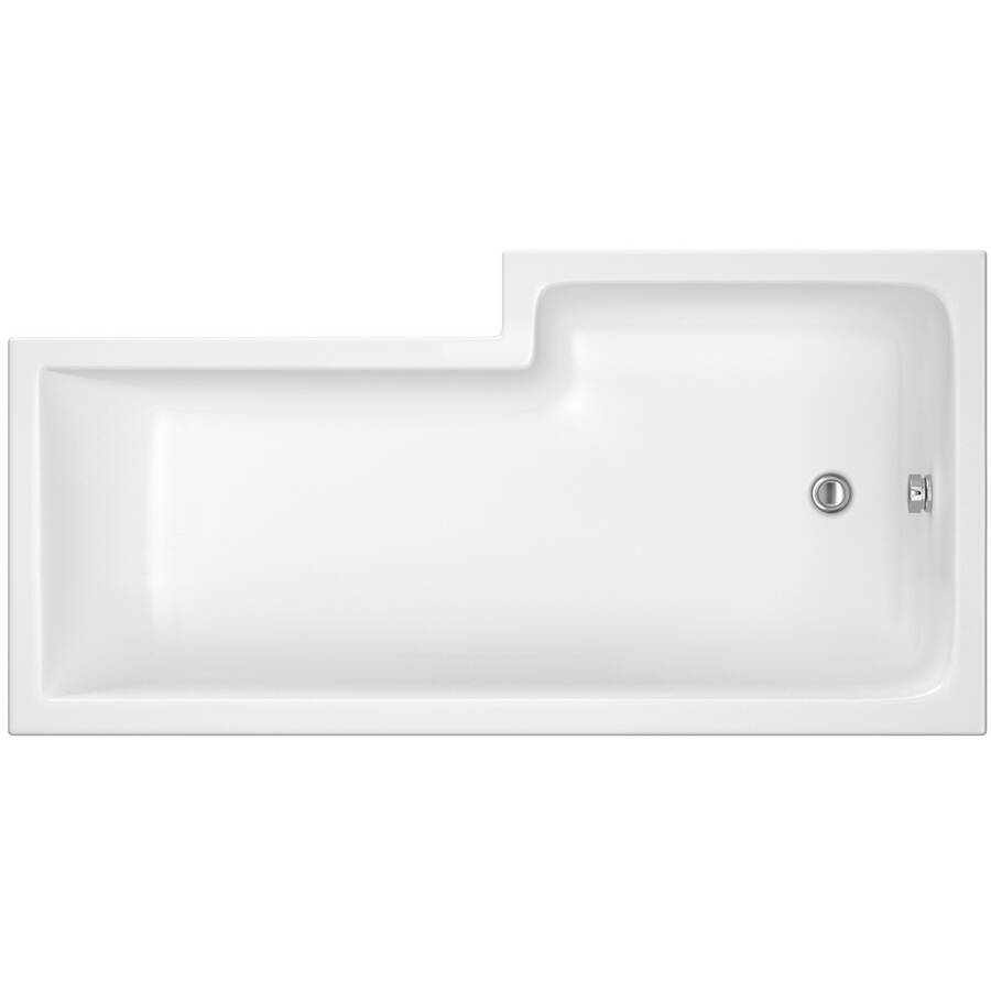 Nuie Square 1600 x 850mm LH L Shaped Shower Bath