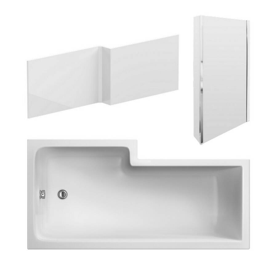 Nuie Square 1500 x 850mm RH L Shaped Shower Bath Set