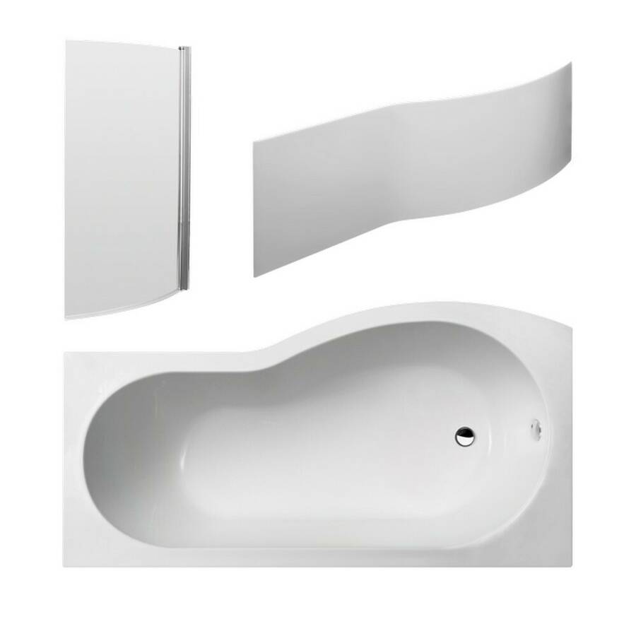 Nuie 1700 x 900mm LH B Shaped Shower Bath Set