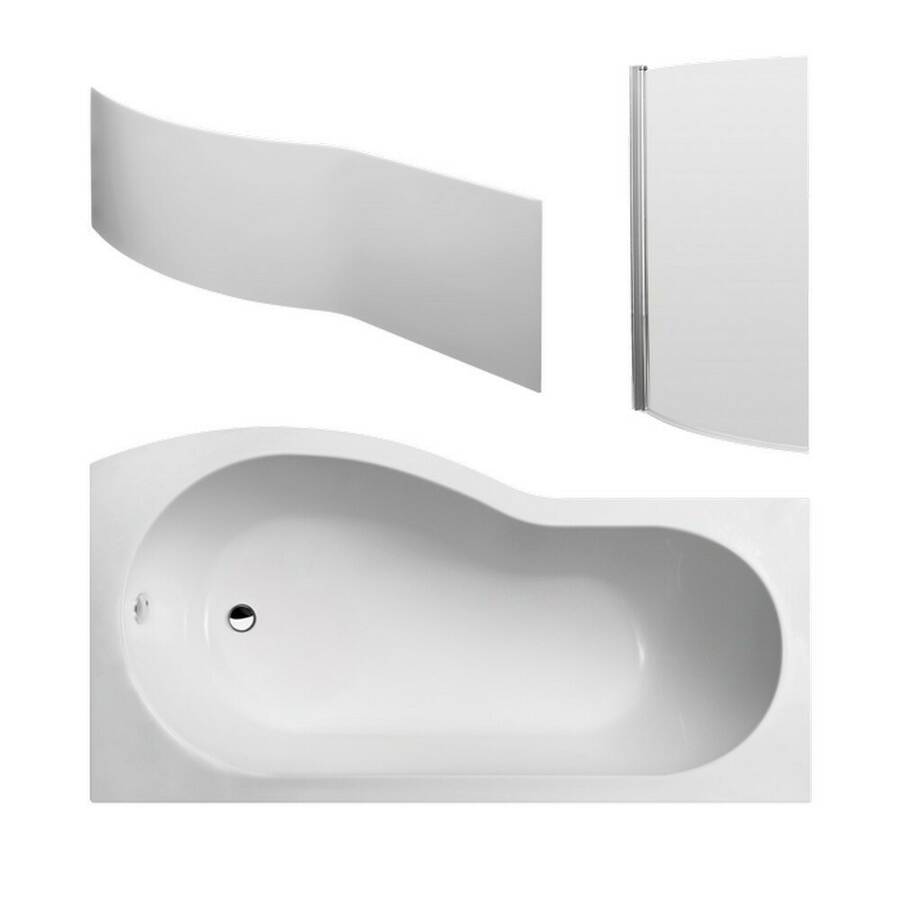 Nuie 1500 x 900mm RH B Shaped Shower Bath Set