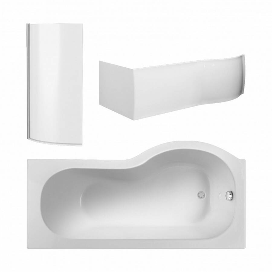 Nuie 1500 x 850mm LH P Shaped Shower Bath Set