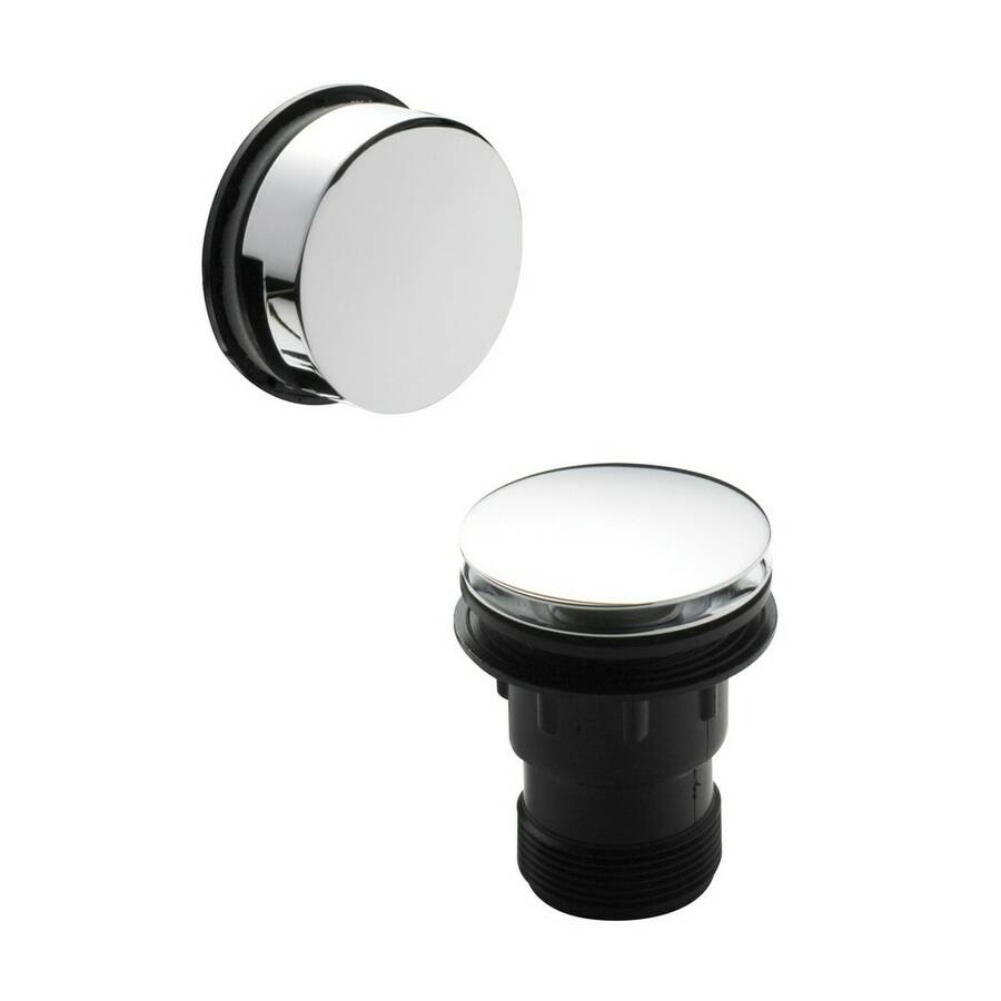 Nuie Chrome Minimalistic Push Button Bath Waste with Overflow