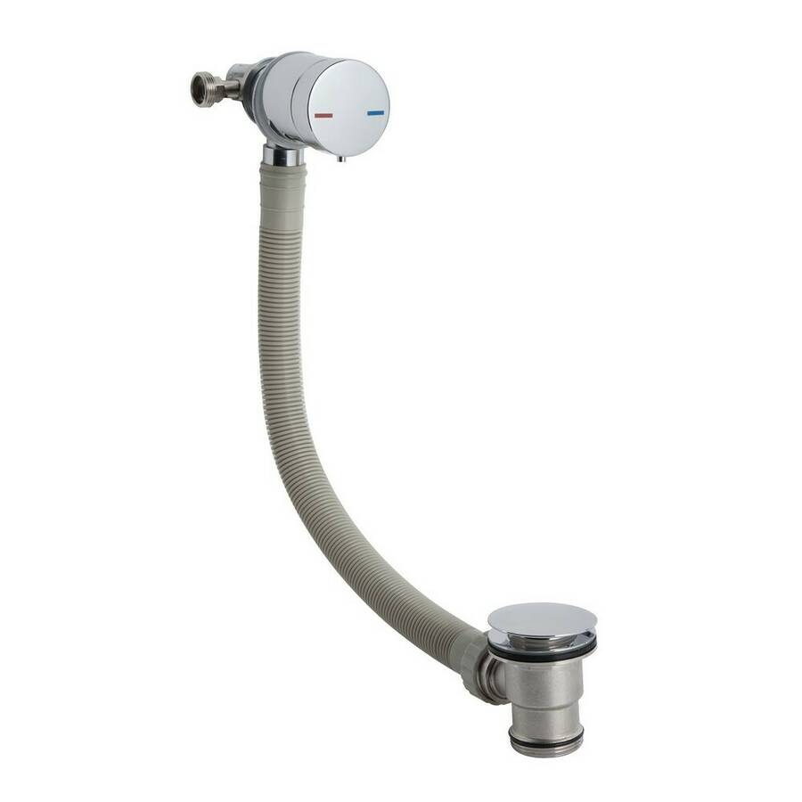 Nuie Round Chrome Single Lever Freeflow Bath Filler and Waste