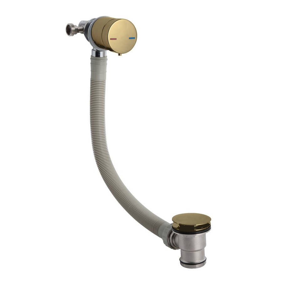 Nuie Round Brass Single Lever Freeflow Bath Filler and Waste