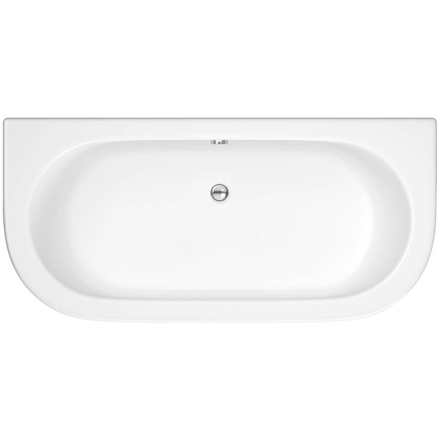 Nuie Shingle 1700 x 750mm Curved Back to Wall Bath with Panel