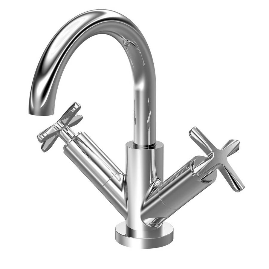 Nuie Aztec Chrome Mono Basin Mixer with Push Button Waste