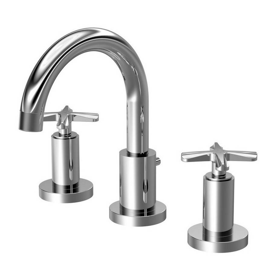Nuie Aztec Chrome 3TH Basin Mixer with Push Button Waste