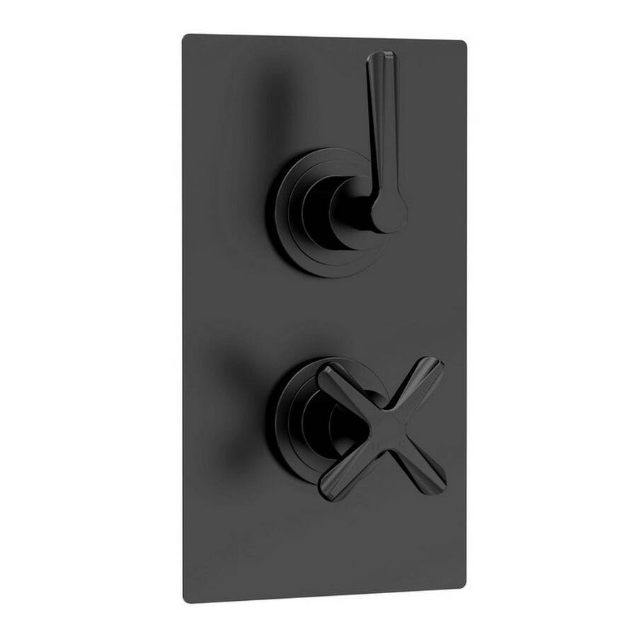 Nuie Aztec Matt Black Thermostatic Twin Valve