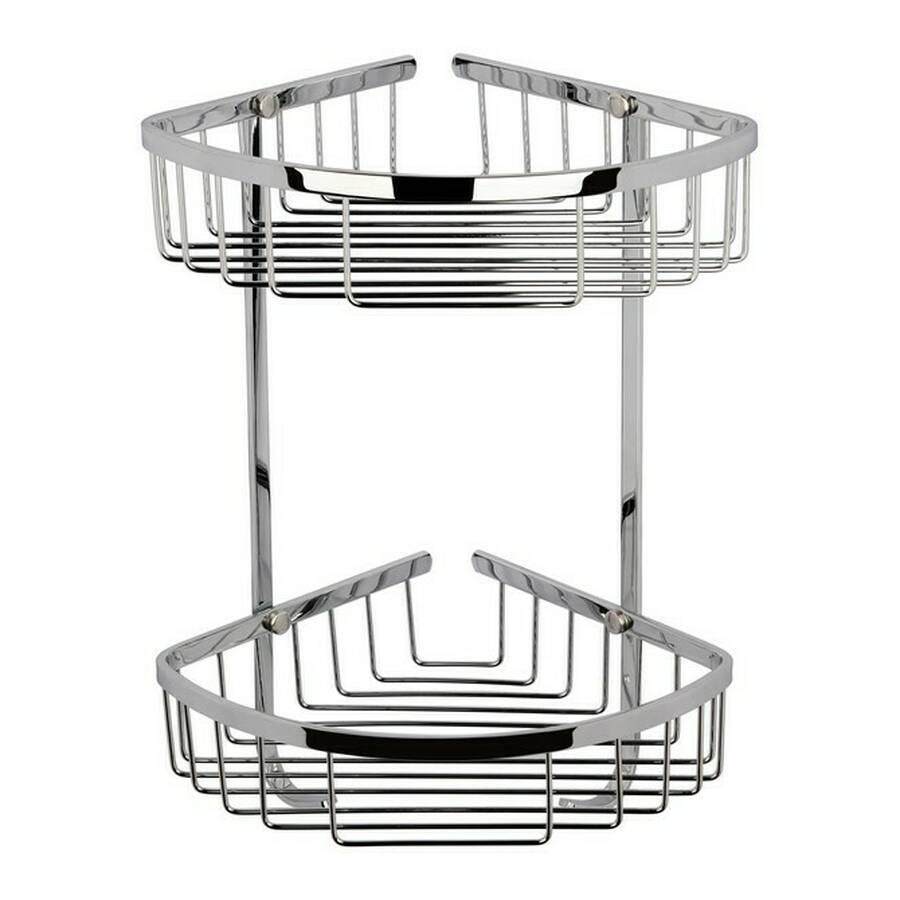 Nuie Chrome Large 2 Tier Corner Shower Basket