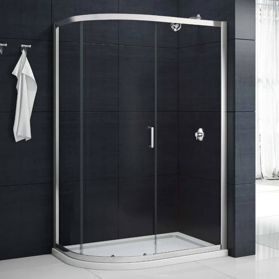 Merlyn Mbox 900 x 760mm Chrome One Door Offset Quadrant Shower Enclosure