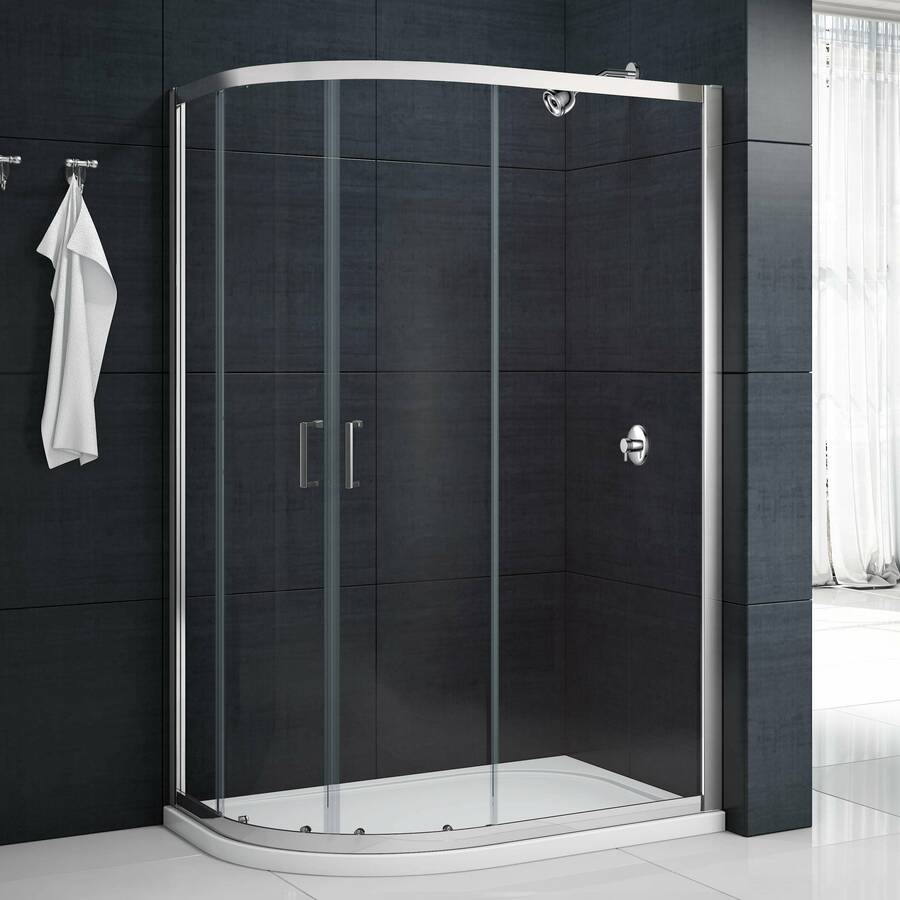 Merlyn Mbox 900 x 760mm Chrome Two Door Offset Quadrant Shower Enclosure