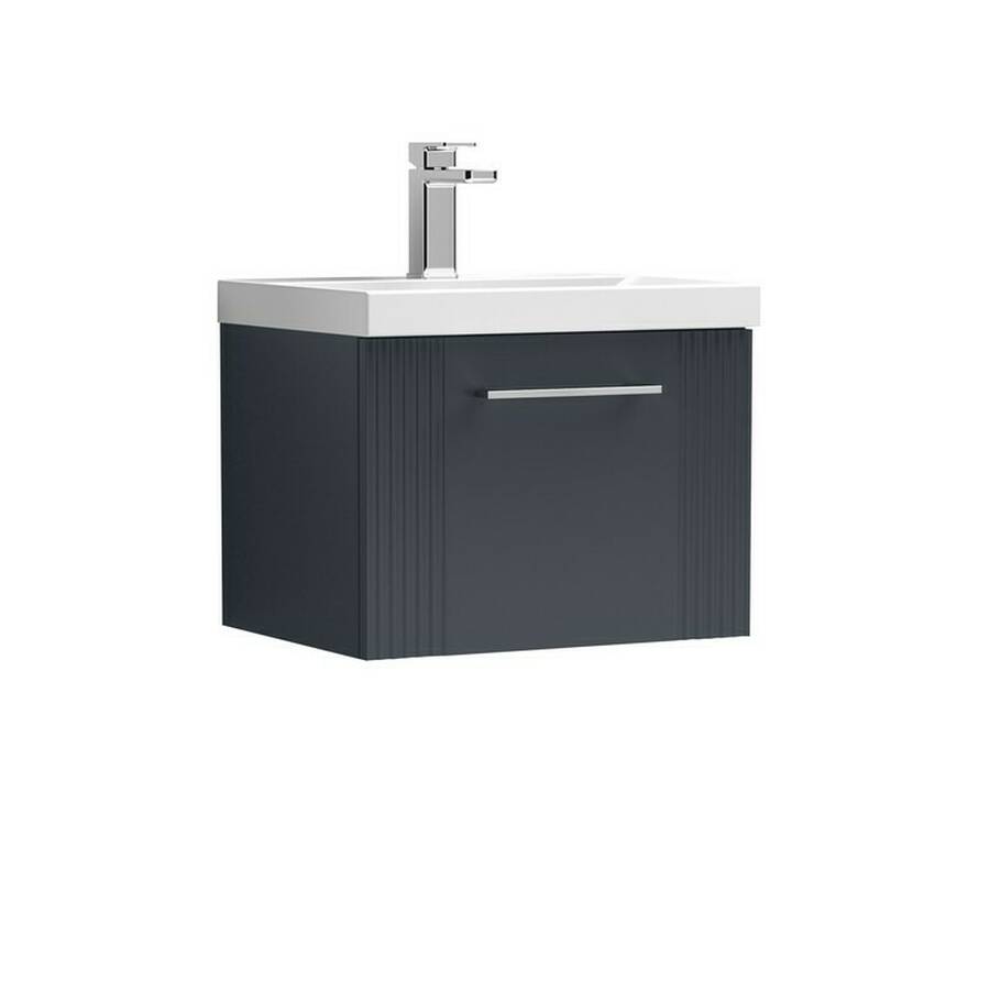 Nuie Deco Soft Black 500mm Wall Hung 1 Drawer Vanity Unit