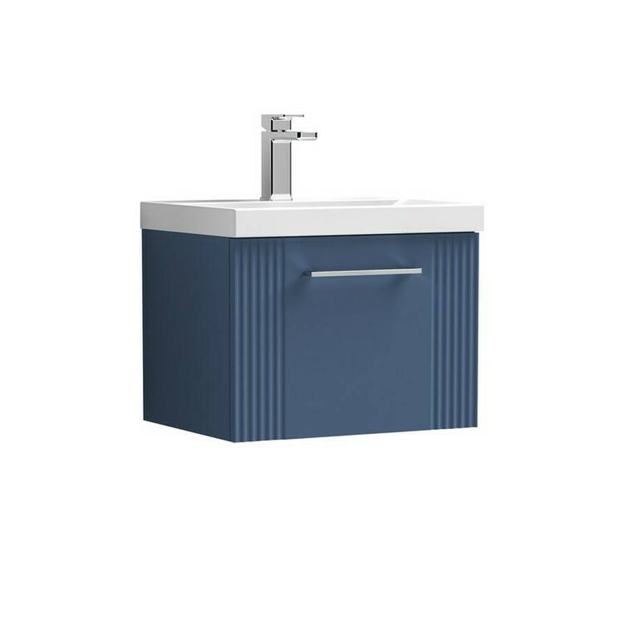 Nuie Deco Blue 500mm Wall Hung 1 Drawer Vanity Unit