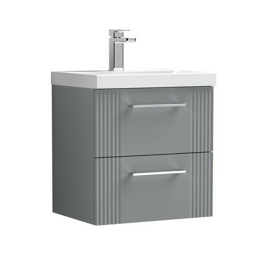 Nuie Deco Grey 500mm Wall Hung 2 Drawer Vanity Unit