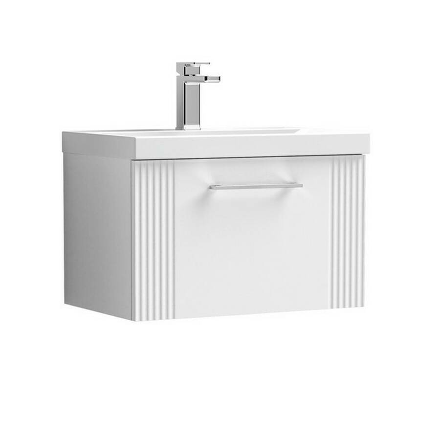 Nuie Deco White 600mm Wall Hung 1 Drawer Vanity Unit