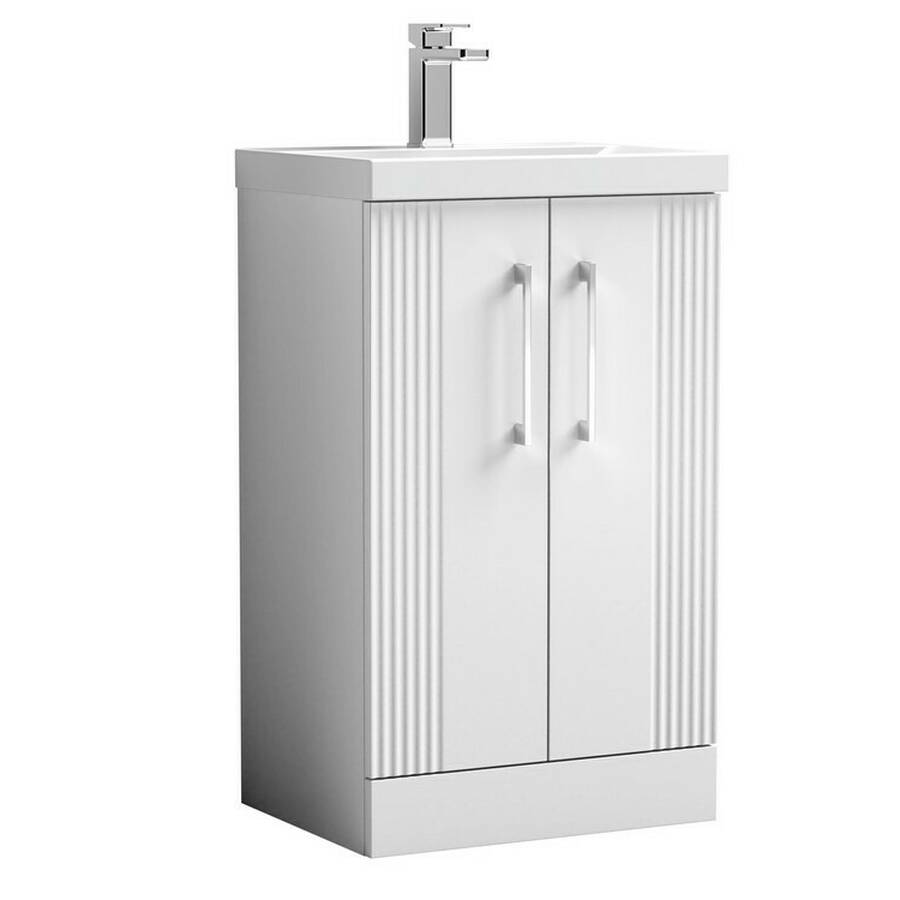 Nuie Deco White 500mm Floor Standing 2 Door Vanity Unit