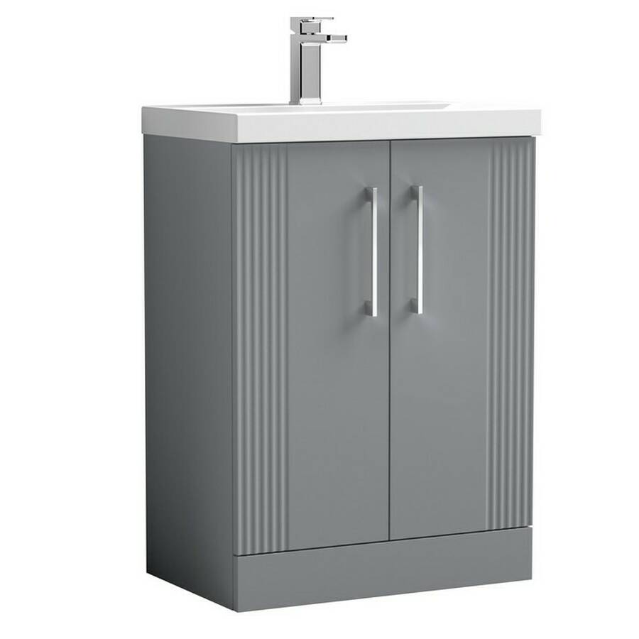 Nuie Deco Grey 600mm Floor Standing 2 Door Vanity Unit