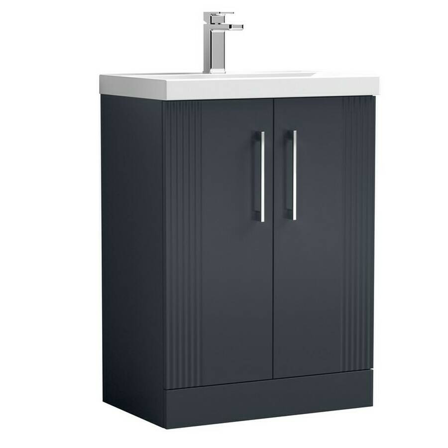 Nuie Deco Soft Black 600mm Floor Standing 2 Door Vanity Unit