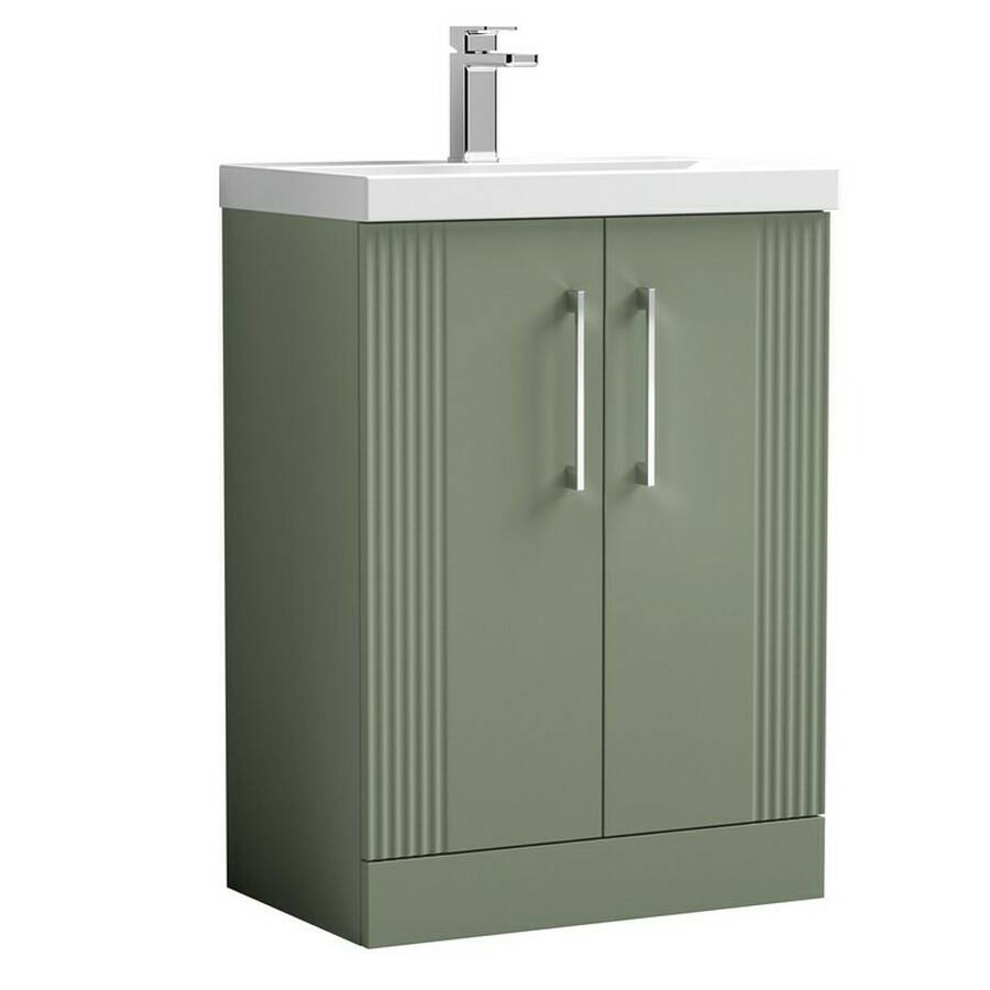 Nuie Deco Green 600mm Floor Standing 2 Door Vanity Unit