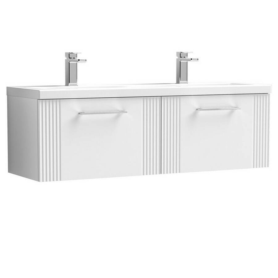 Nuie Deco White 1200mm Wall Hung 2 Drawer Vanity Unit