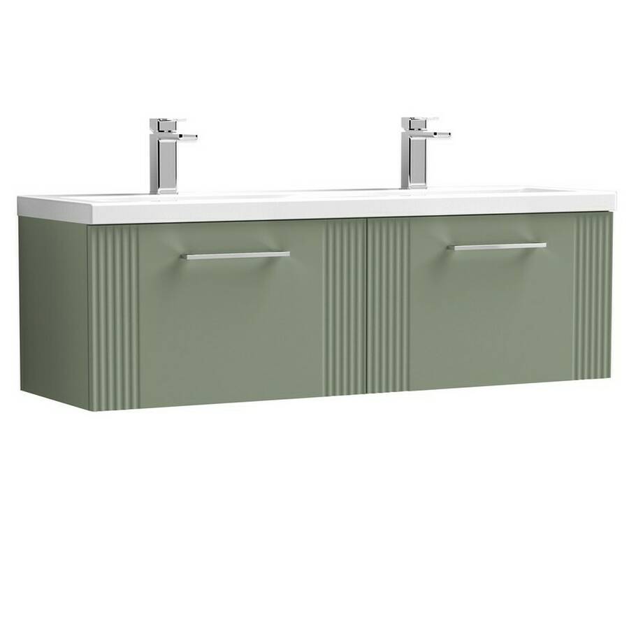 Nuie Deco Green 1200mm Wall Hung 2 Drawer Vanity Unit