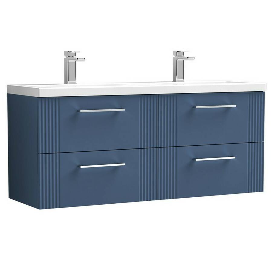 Nuie Deco Blue 1200mm Wall Hung 4 Drawer Vanity Unit