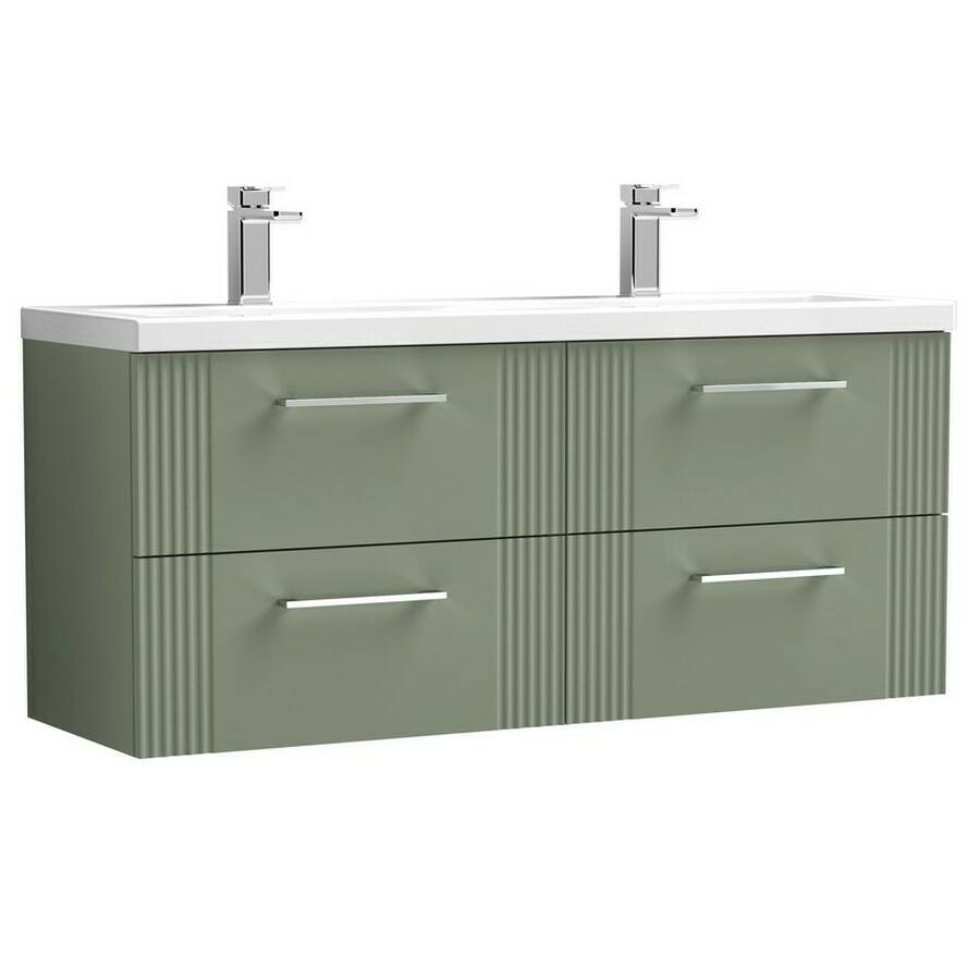 Nuie Deco Green 1200mm Wall Hung 4 Drawer Vanity Unit