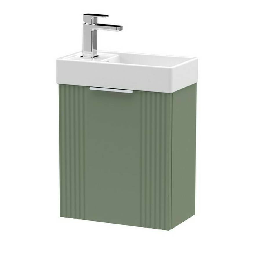 Nuie Deco Green 400mm Compact Wall Hung 1 Door Vanity Unit