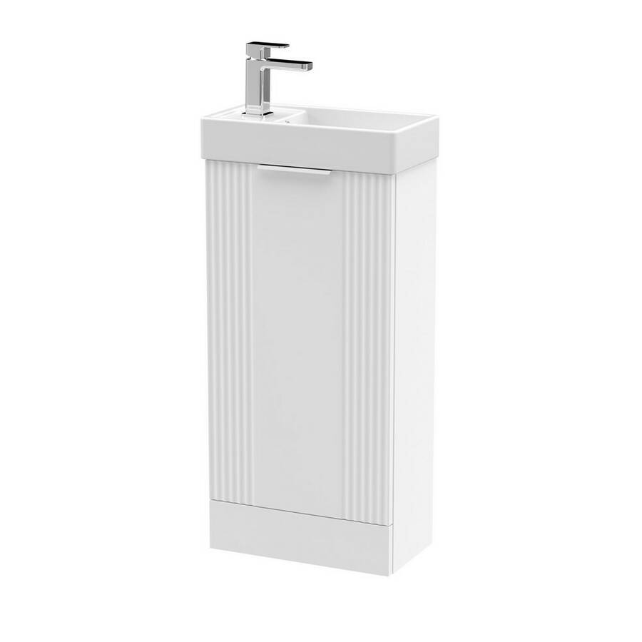 Nuie Deco White 400mm Compact Floor Standing 1 Door Vanity Unit