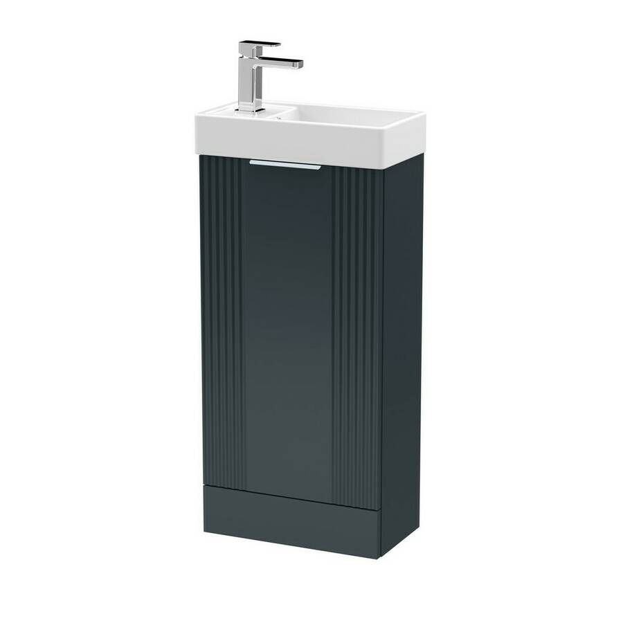 Nuie Deco Soft Black 400mm Compact Floor Standing 1 Door Vanity Unit