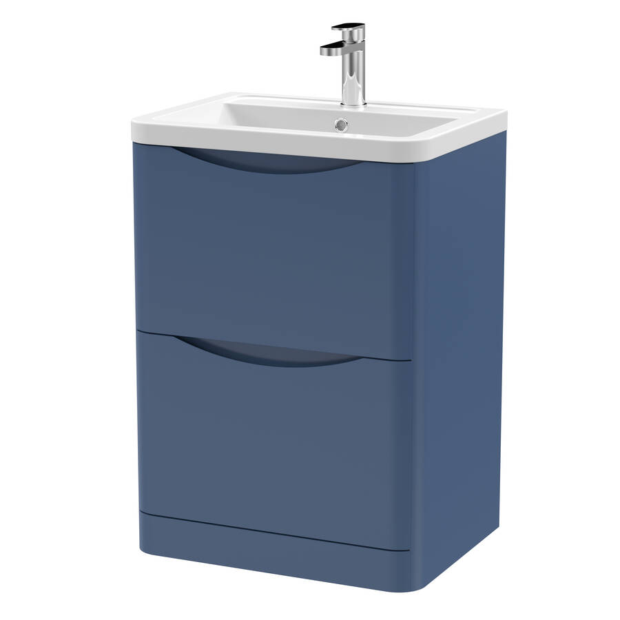 Nuie Lunar Blue 600mm Floor Standing 2 Drawer Vanity Unit