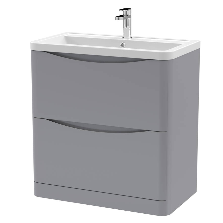 Nuie Lunar Grey 800mm Floor Standing 2 Drawer Vanity Unit