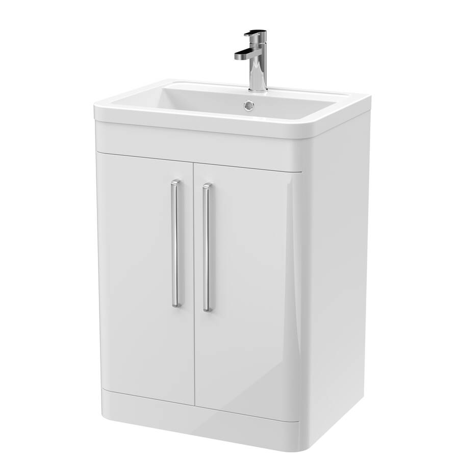 Nuie Parade White 600mm Floor Standing 2 Door Vanity Unit