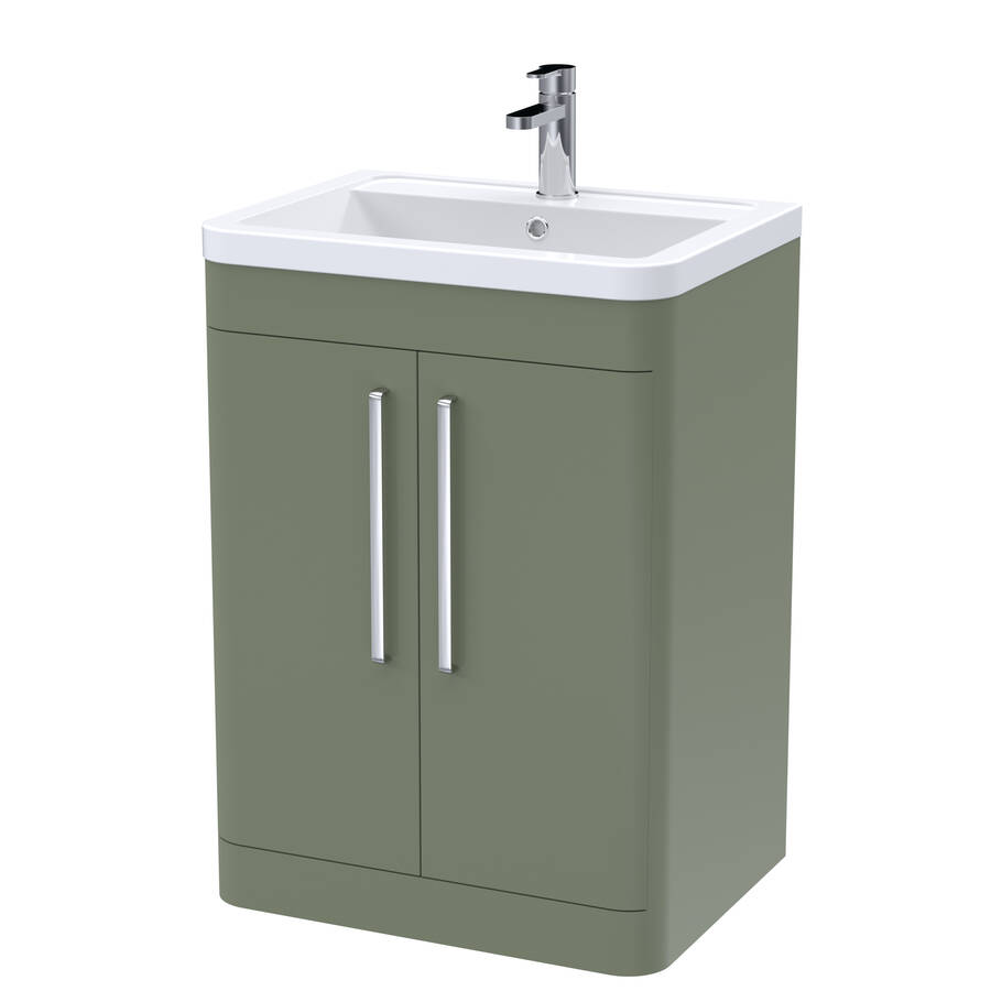 Nuie Parade Green 600mm Floor Standing 2 Door Vanity Unit