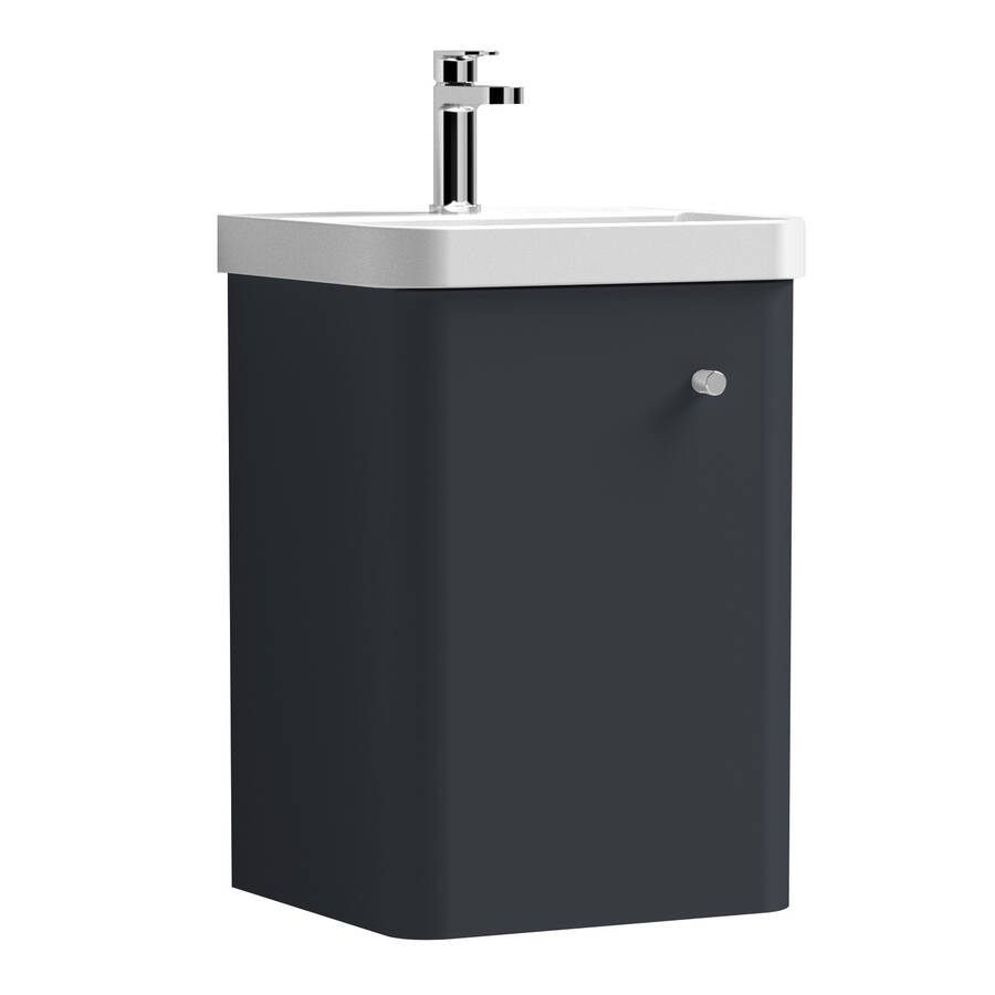 Nuie Core Soft Black 400mm Wall Hung 1 Door Vanity Unit