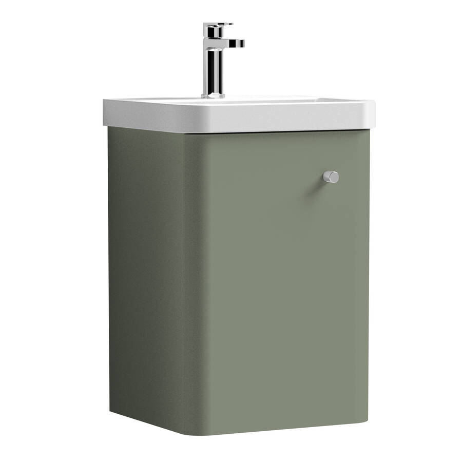 Nuie Core Green 400mm Wall Hung 1 Door Vanity Unit