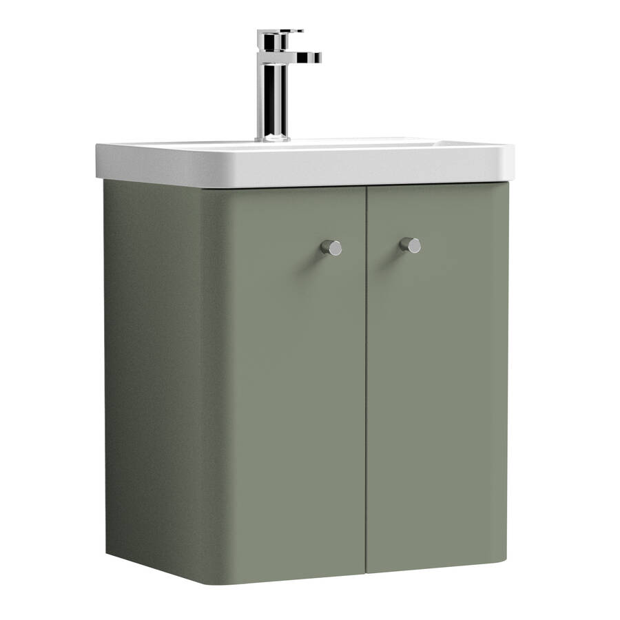 Nuie Core Green 500mm Wall Hung 2 Door Vanity Unit